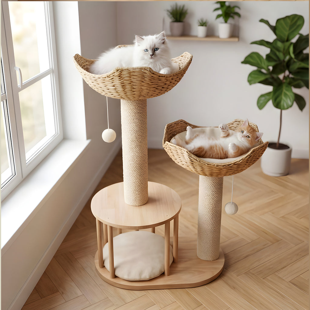 Arbre à chat en bois 3 niveaux