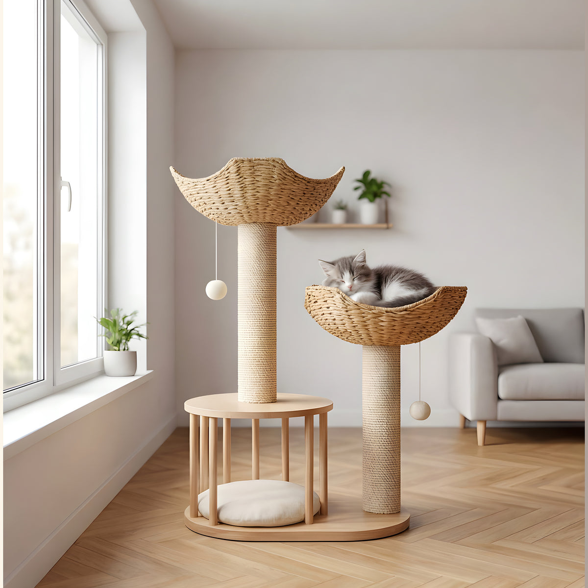 Arbre à chat en bois 3 niveaux