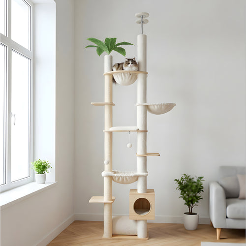 Arbre à chat sol-plafond avec hamac