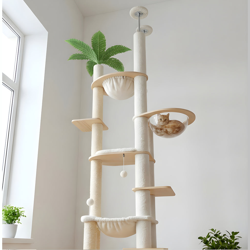 Arbre à chat sol-plafond avec hamac