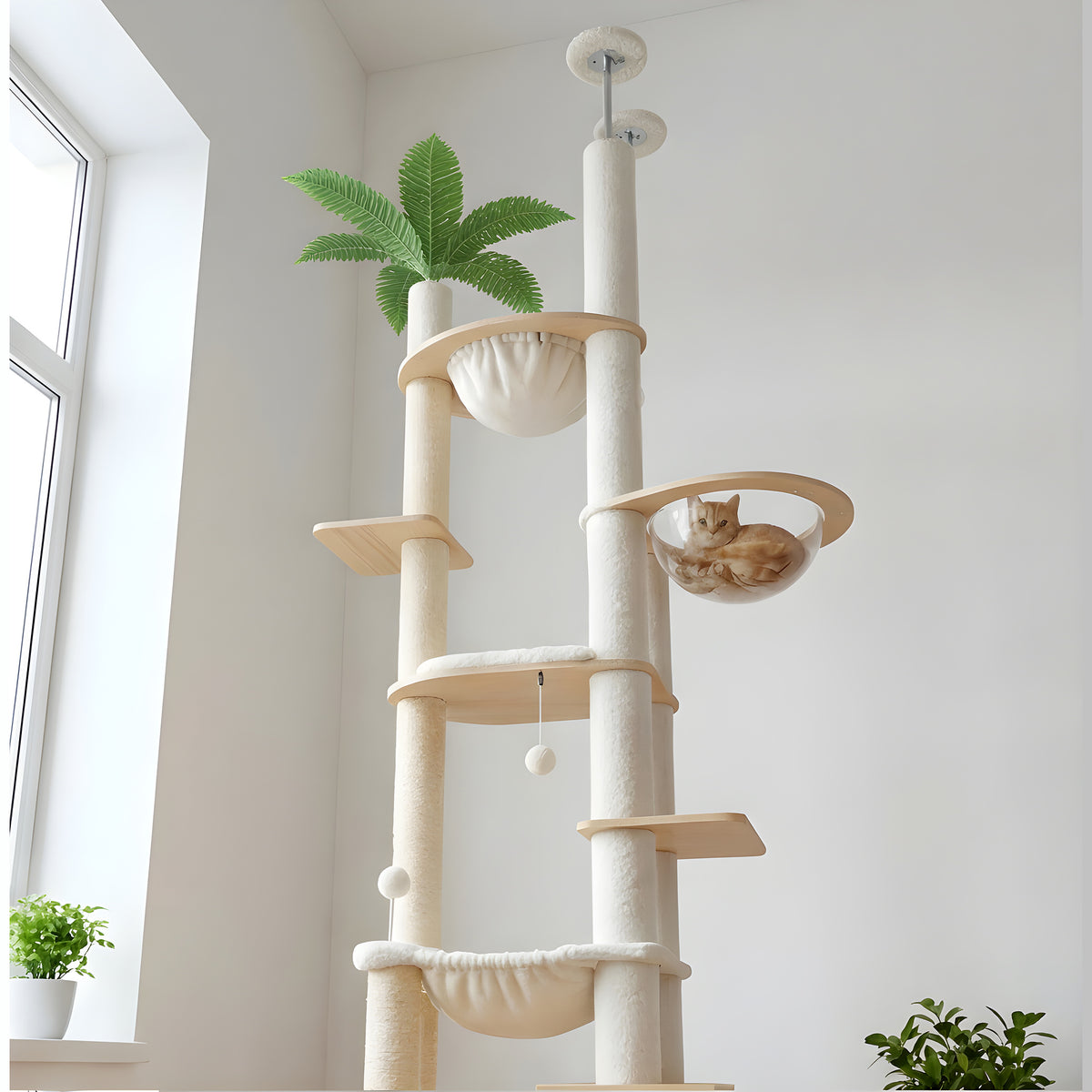 Arbre à chat sol-plafond avec hamac