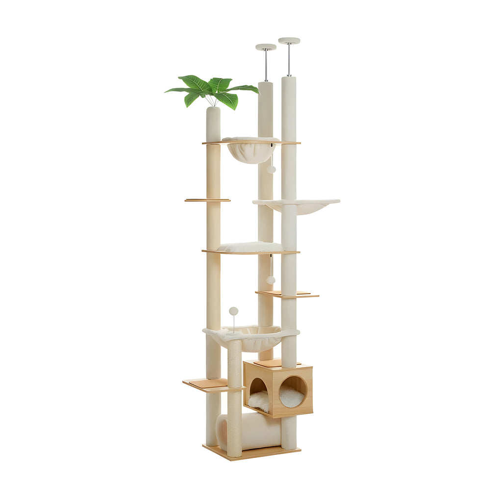 Arbre à chat sol-plafond avec hamac