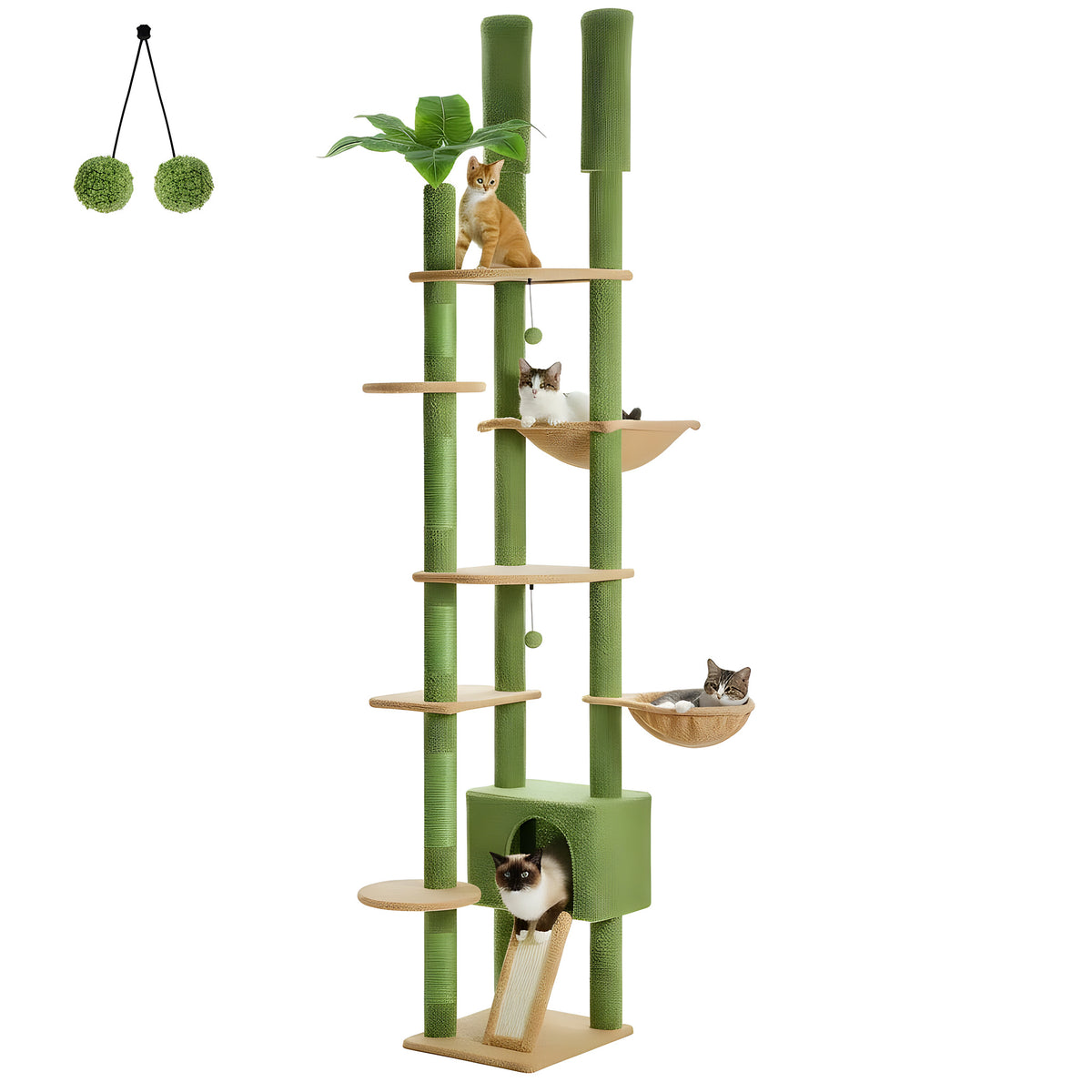 Arbre à chat sol-plafond avec hamac