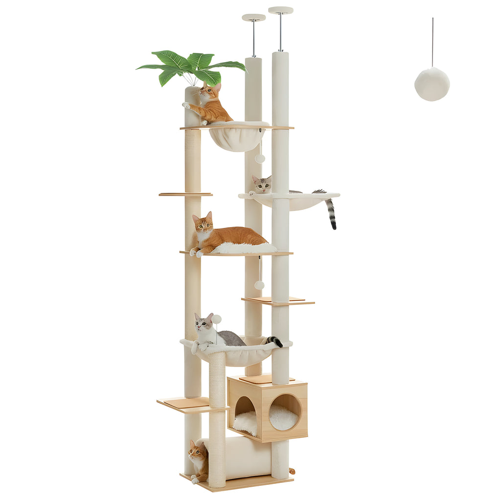 Arbre à chat sol-plafond avec hamac