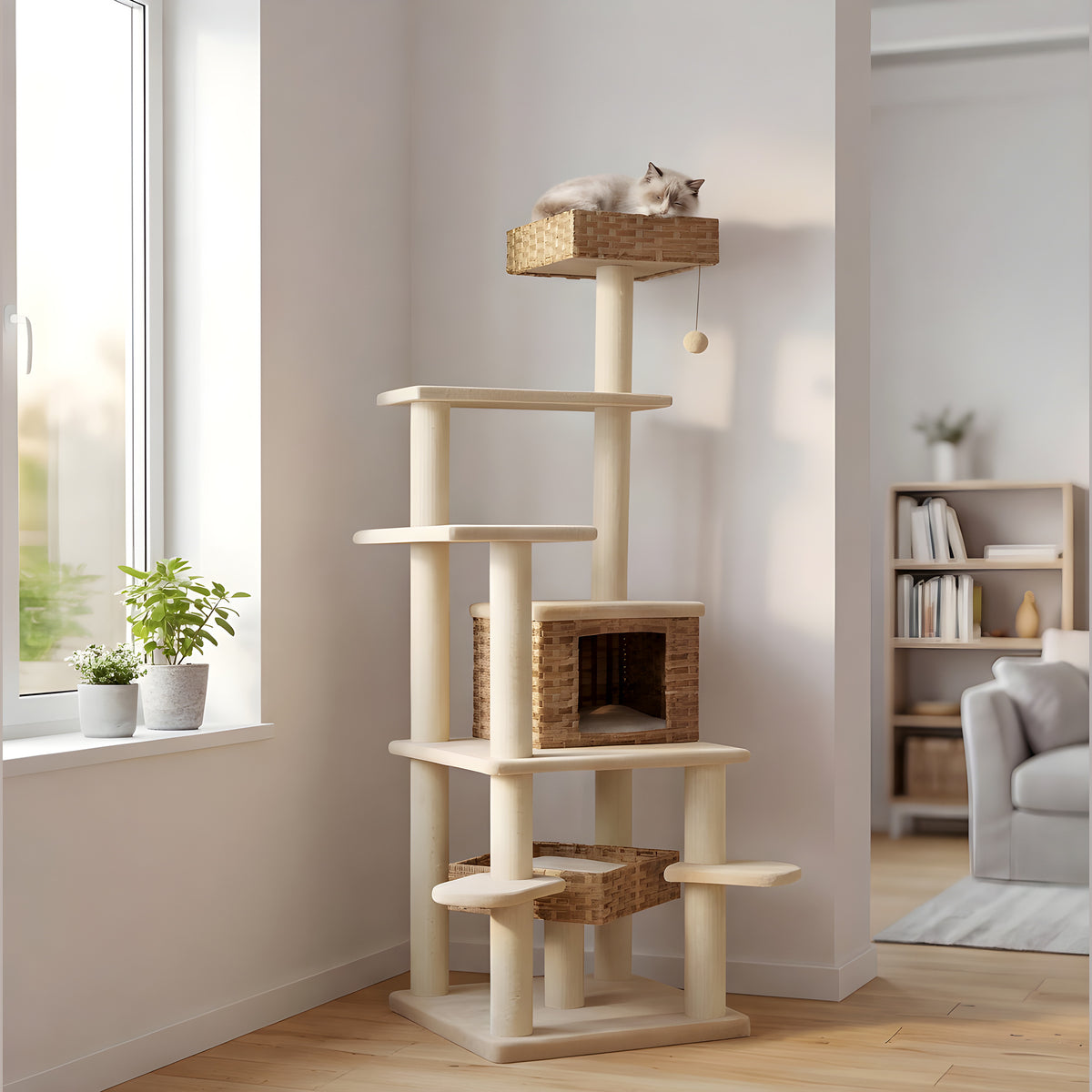 Arbre à chat XXL 174 cm en rotin
