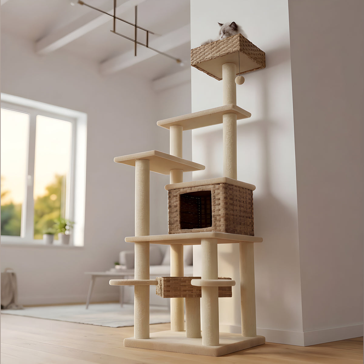 Arbre à chat XXL 174 cm en rotin