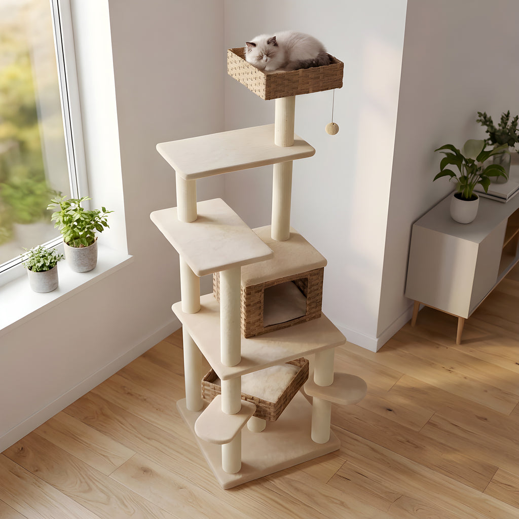 Arbre à chat XXL 174 cm en rotin