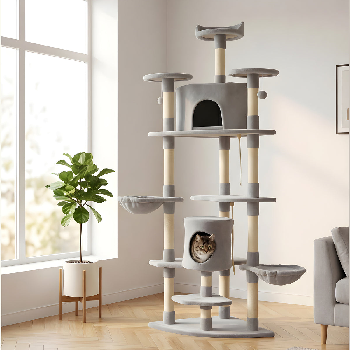 Arbre à chat XXL 200 cm 2 hamacs