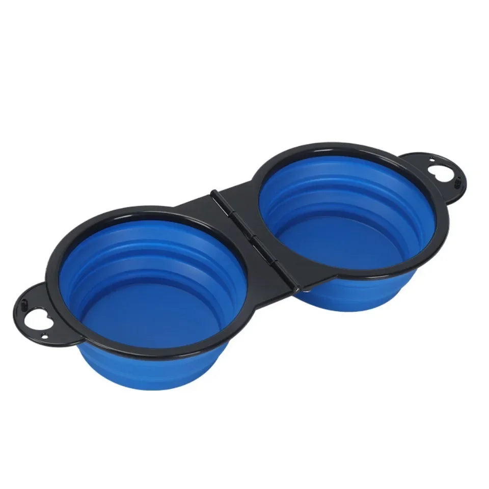 1 Pièce 2-En-1 Pliable Double Bol Bol D'Alimentation Portable Voyage En Plein Air Chien Chat Bol À Boire Fournitures Pour Animaux De Compagnie Eau D'Alimentation En Plein Air