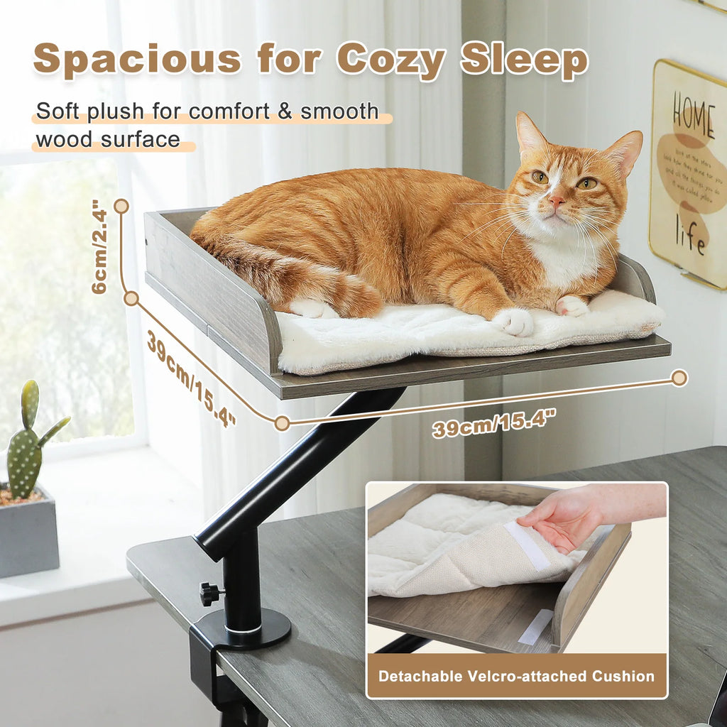 Lit De Bureau Pour Chat, 360 ° Support De Lit Rotatif Pour Chat D'Intérieur, Panier Réglable Pour Chat, Hamac Pour Table, Lit Pour Chat Doux Pour Bureau