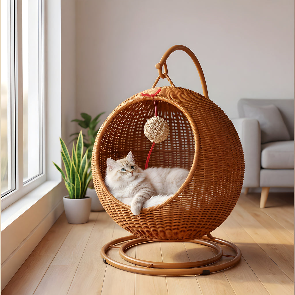 Balançoire en rotin pour chat