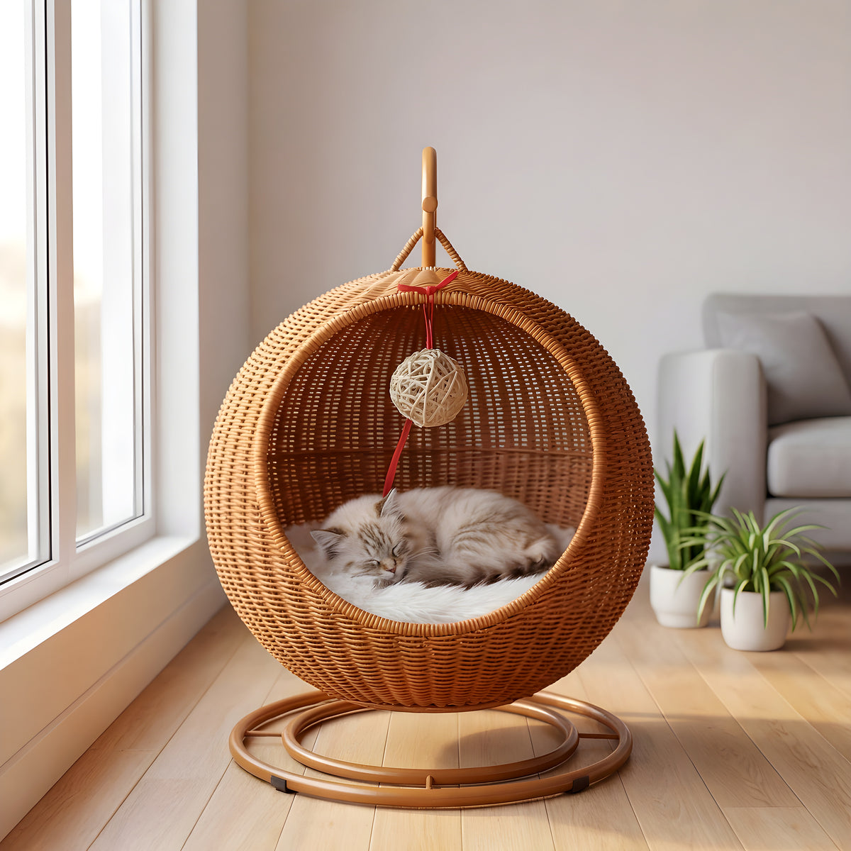 Balançoire en rotin pour chat