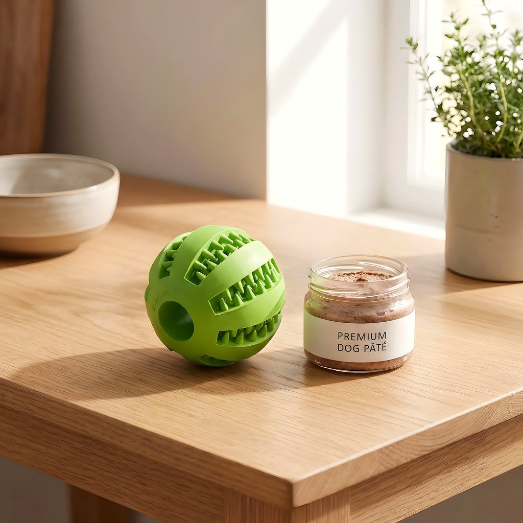 Balle distributrice de friandises en caoutchouc naturel
