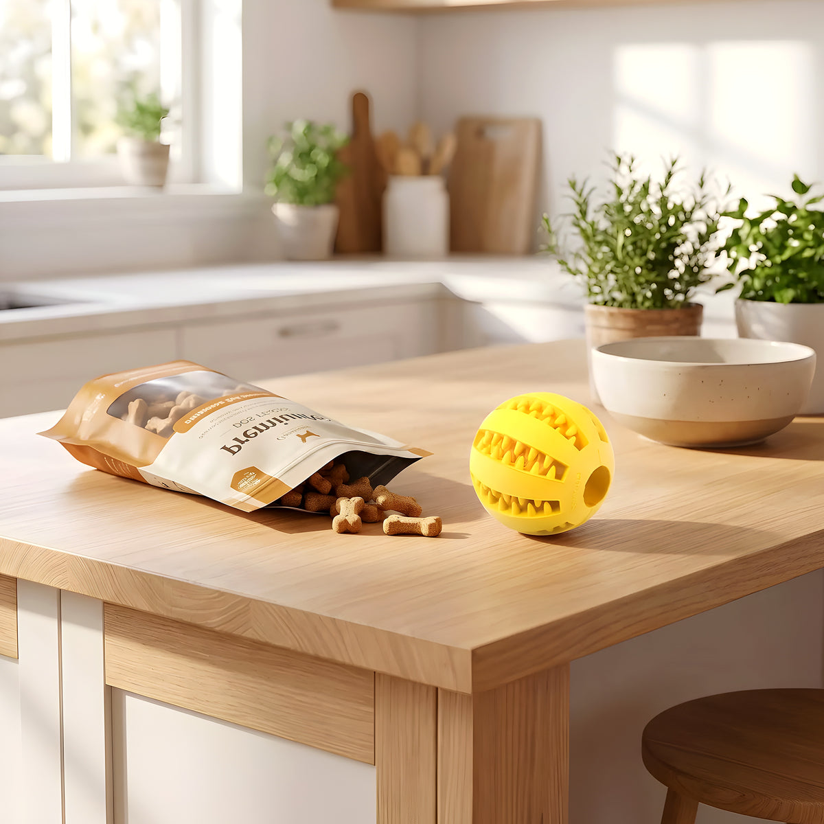 Balle distributrice de friandises en caoutchouc naturel