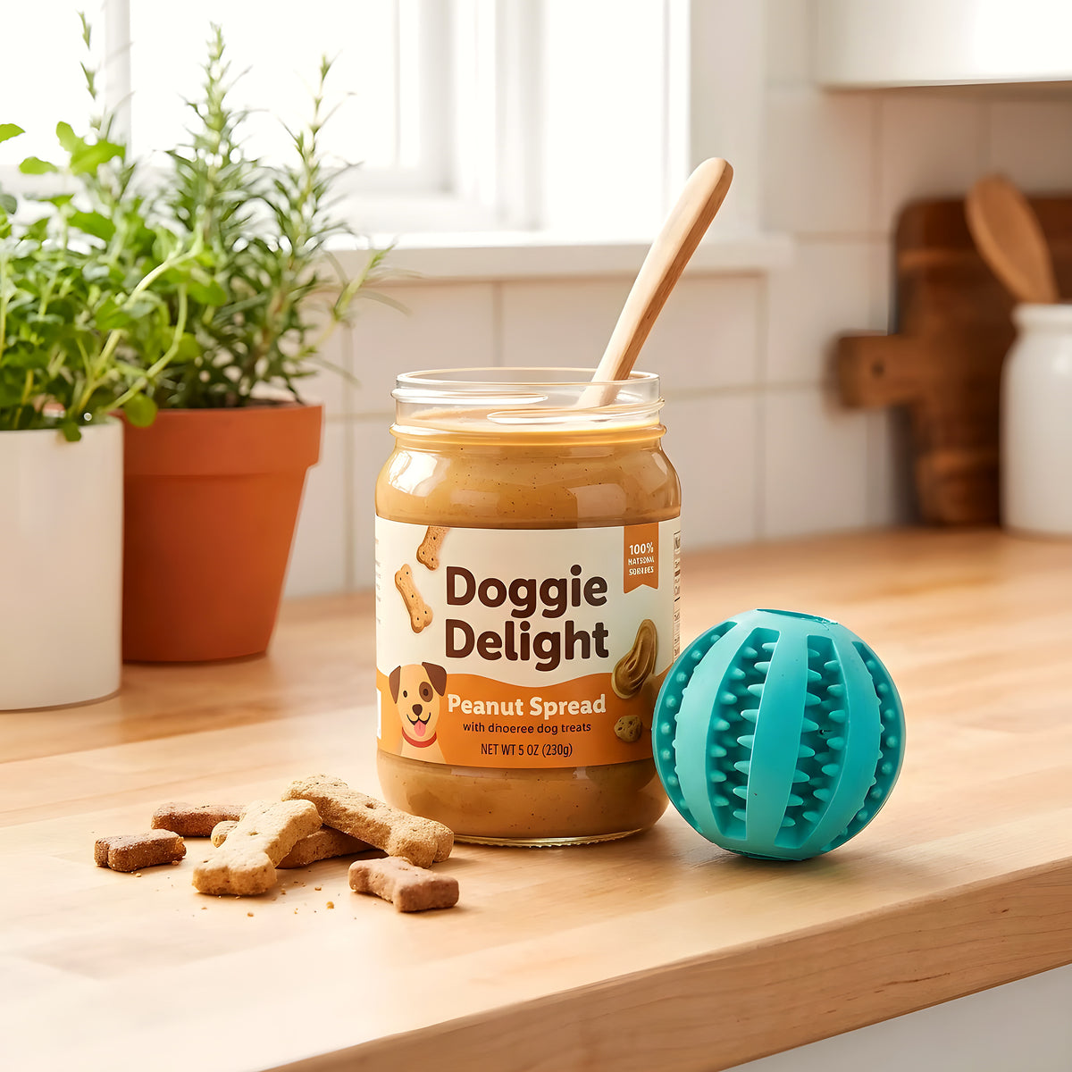 Balle distributrice de friandises en caoutchouc naturel