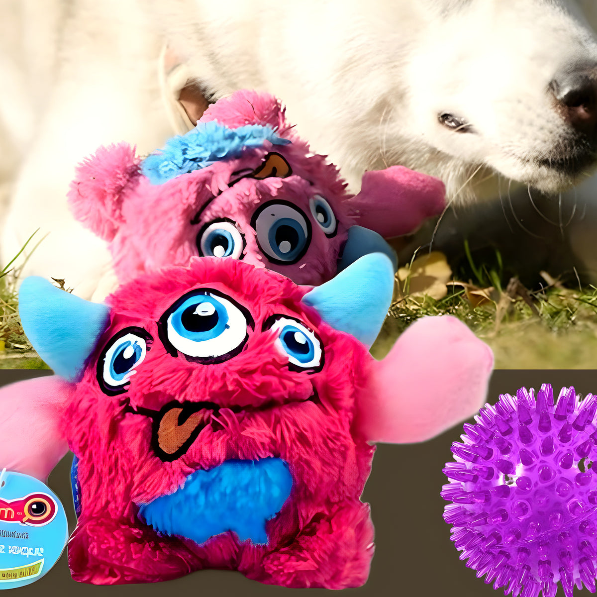 Balle en peluche qui couine pour chien, S ou L