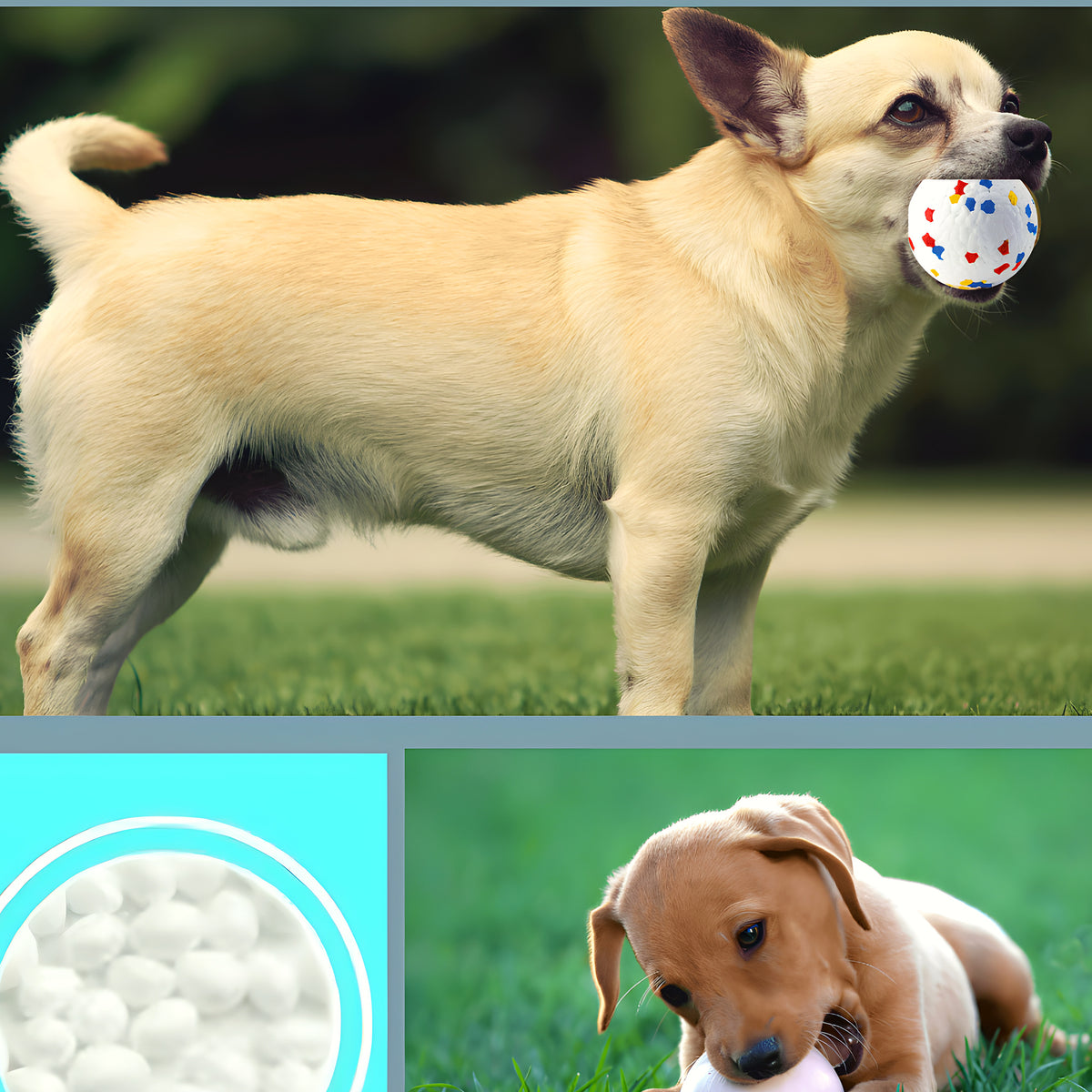 Balle indestructible flottante Ø6,5 cm pour chien