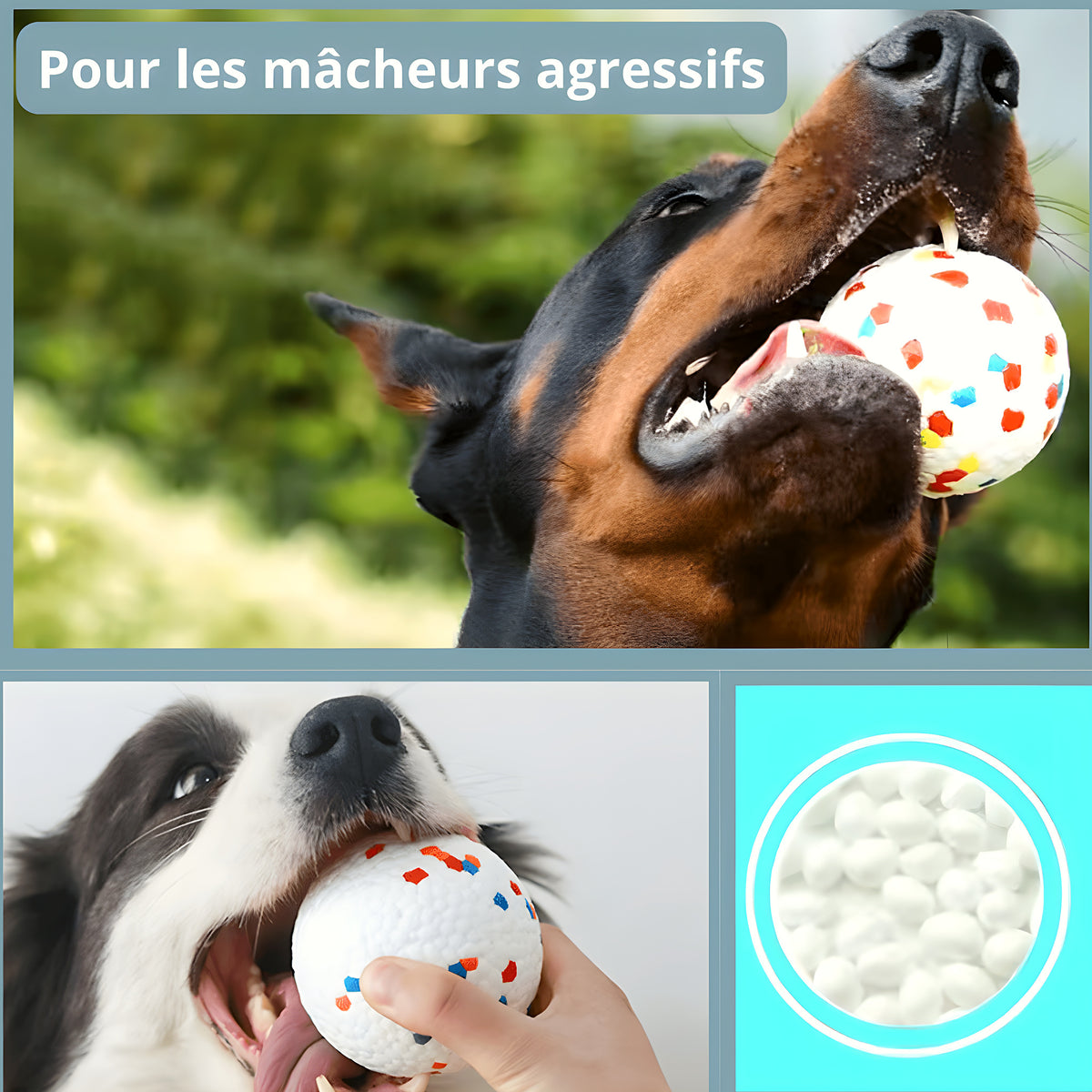 Balle indestructible flottante Ø7,5 cm pour grand chien