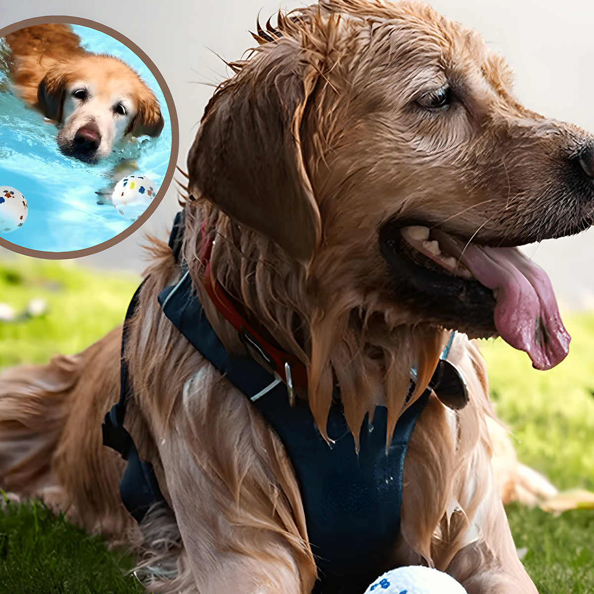 Balle indestructible flottante Ø7,5 cm pour grand chien
