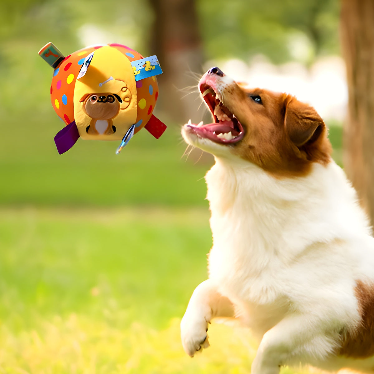 Balle multisensorielle en peluche pour chien