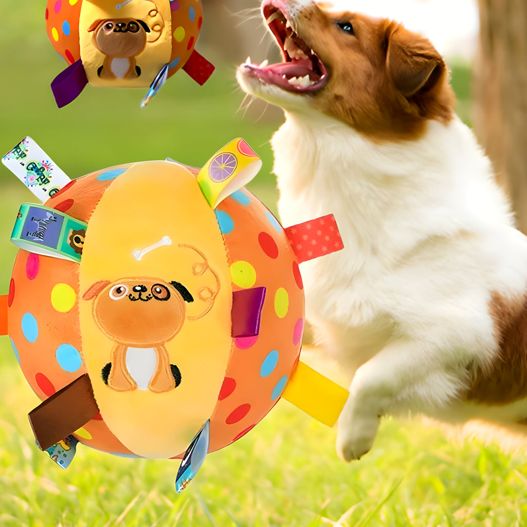 Balle multisensorielle en peluche pour chien