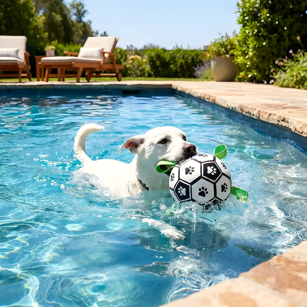 Ballon de foot Ø15 cm pour chien avec pompe