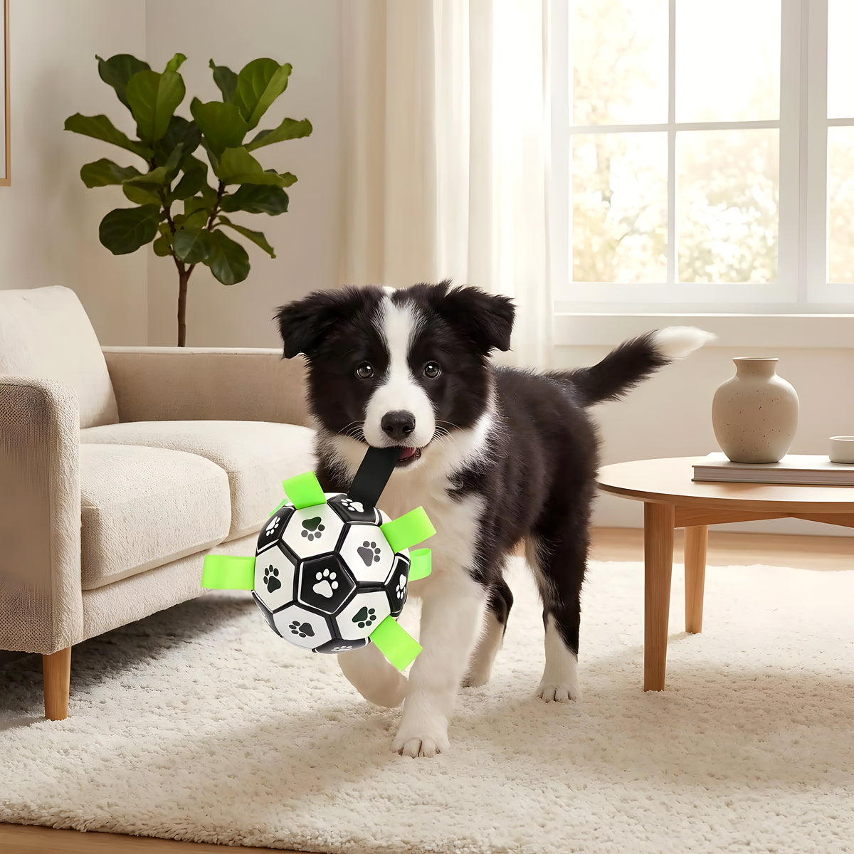 Ballon de foot Ø15 cm pour chien avec pompe
