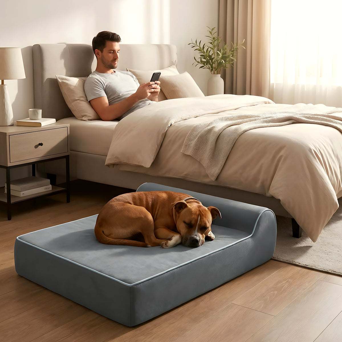 Banquette orthopédique à mémoire de graphène pour chien