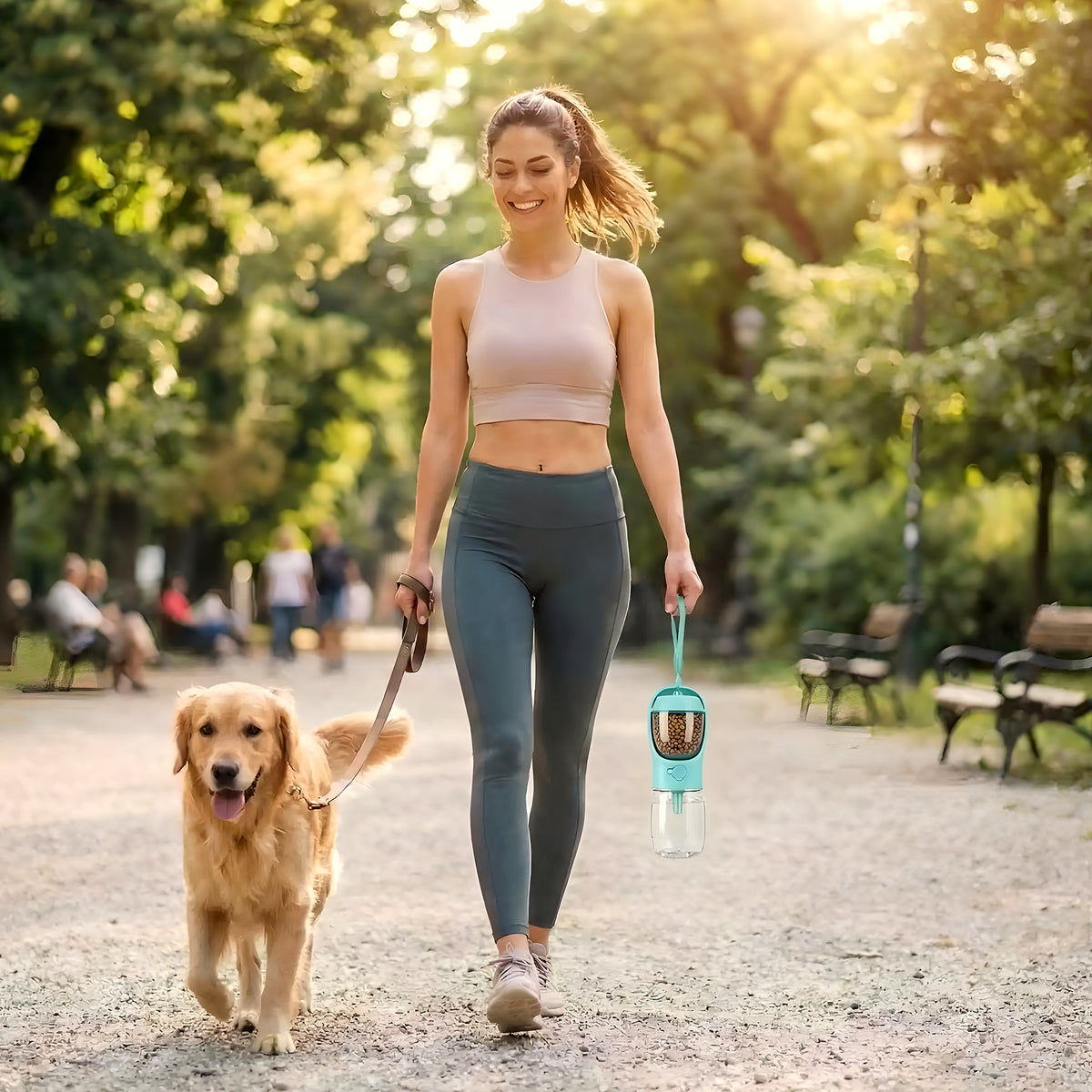 Bouteille d'eau filtrante antifuite pour chien