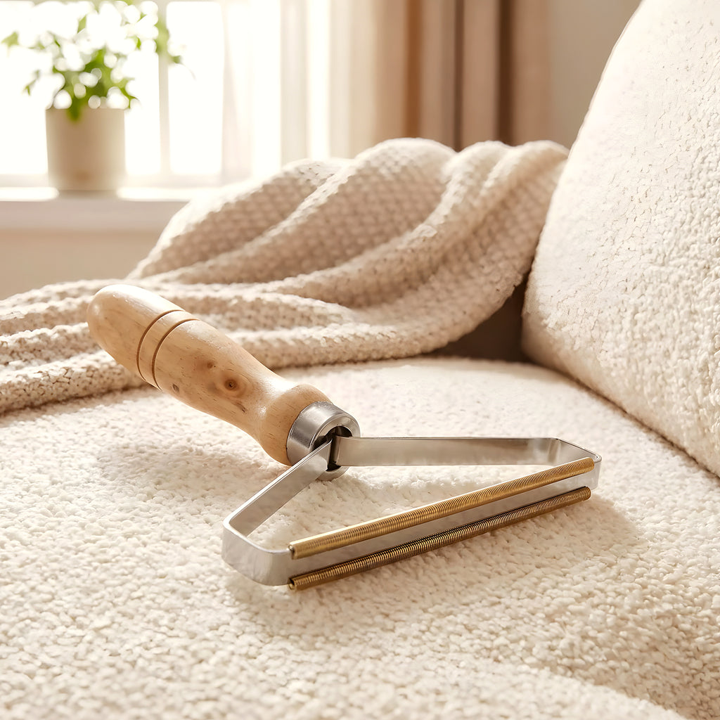 Brosse anti-poils en bois et cuivre réutilisable