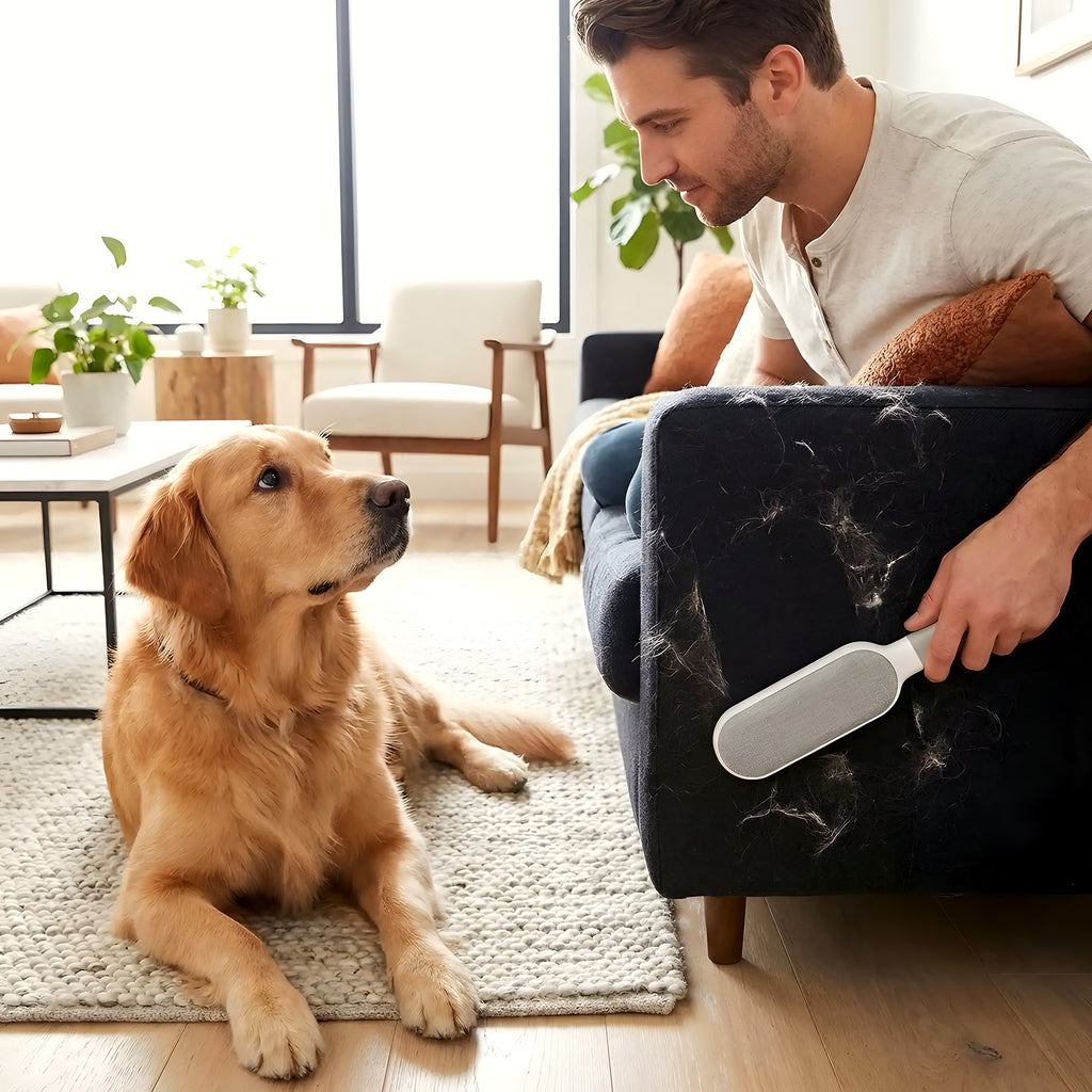 Brosse anti-poils réutilisable pour textiles