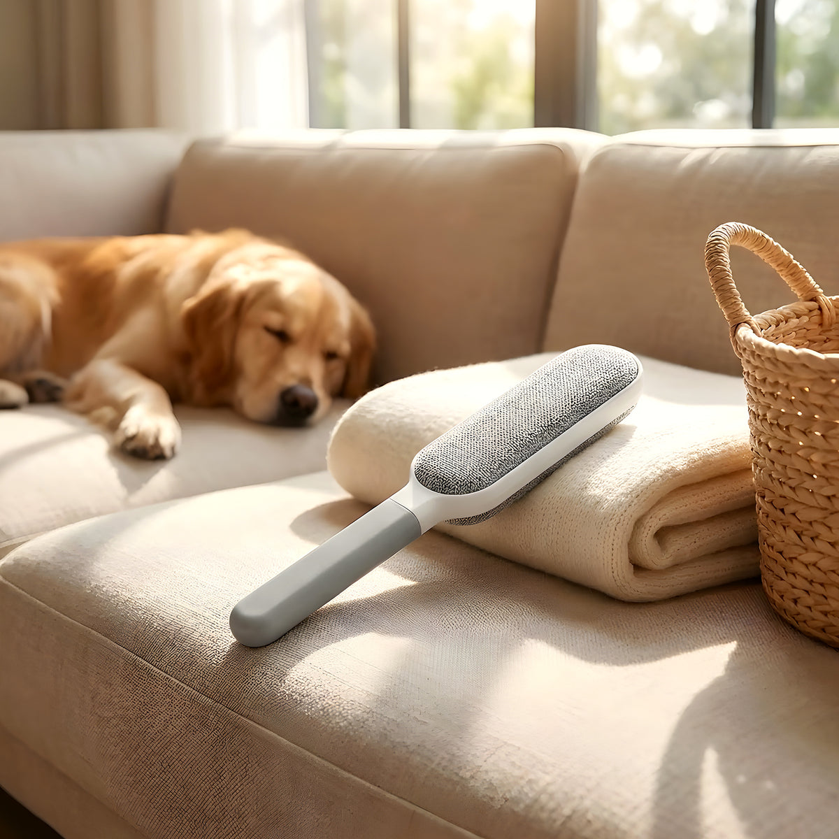 Brosse anti-poils réutilisable pour textiles