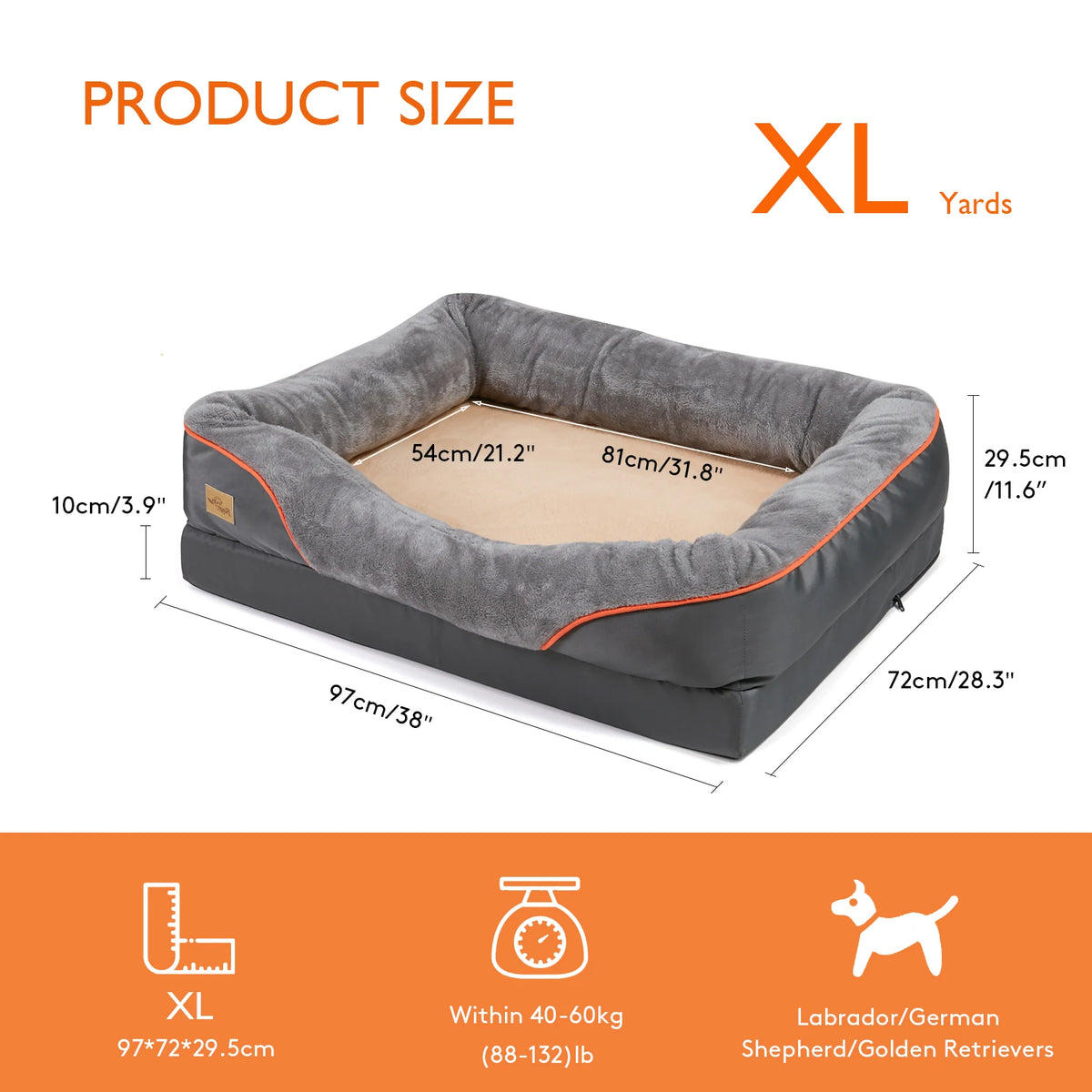 Grand Lit Pour Chien, Doux, Confortable, Anti-Allergie, Polaire Chaude, Housse Amovible Et Lavable, Lit Pour Animaux De Compagnie, Étanche