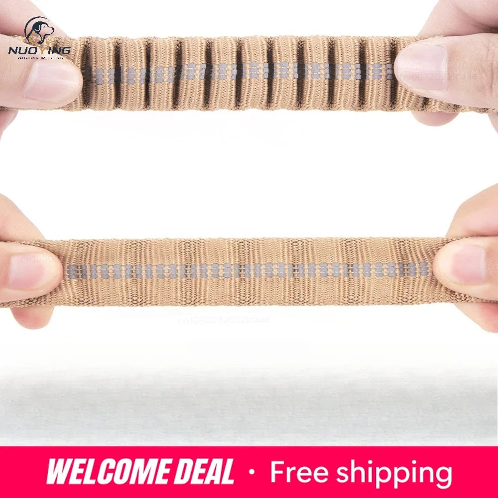 Laisse Tactique Pour Grand Chien Avec Amortisseur De Chocs Réfléchissant, Laisse Anti-Traction Avec Boucle De Ceinture De Sécurité Intégrée, Équipement Durable Pour La Randonnée Et Le Jogging En Extérieur