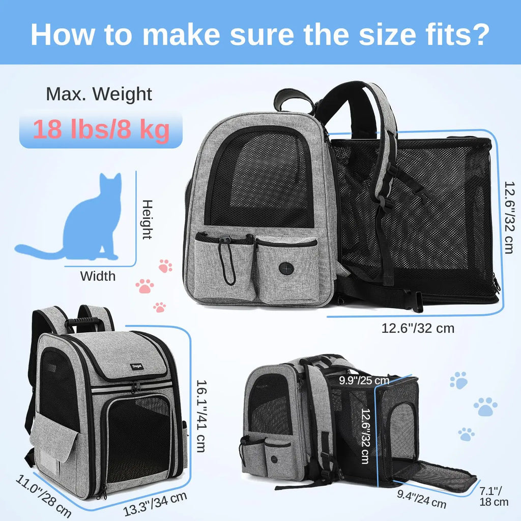 Dogat Pet Sac À Dos Portable Et Respirant Pour Chat/Chien Avec Fenêtre En Filet Pliable