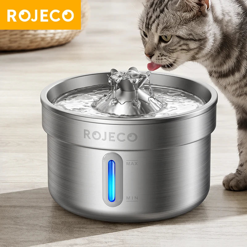 Fontaine À Eau Automatique Pour Chat Et Chien En Acier Inoxydable, Distributeur D'Eau Rechargeable Pour Animaux De Compagnie, Purificateur D'Eau Pour Animaux