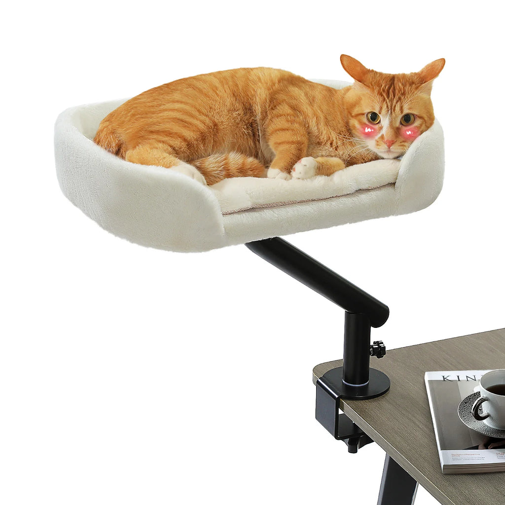 Lit De Bureau Pour Chat, 360 ° Support De Lit Rotatif Pour Chat D'Intérieur, Panier Réglable Pour Chat, Hamac Pour Table, Lit Pour Chat Doux Pour Bureau