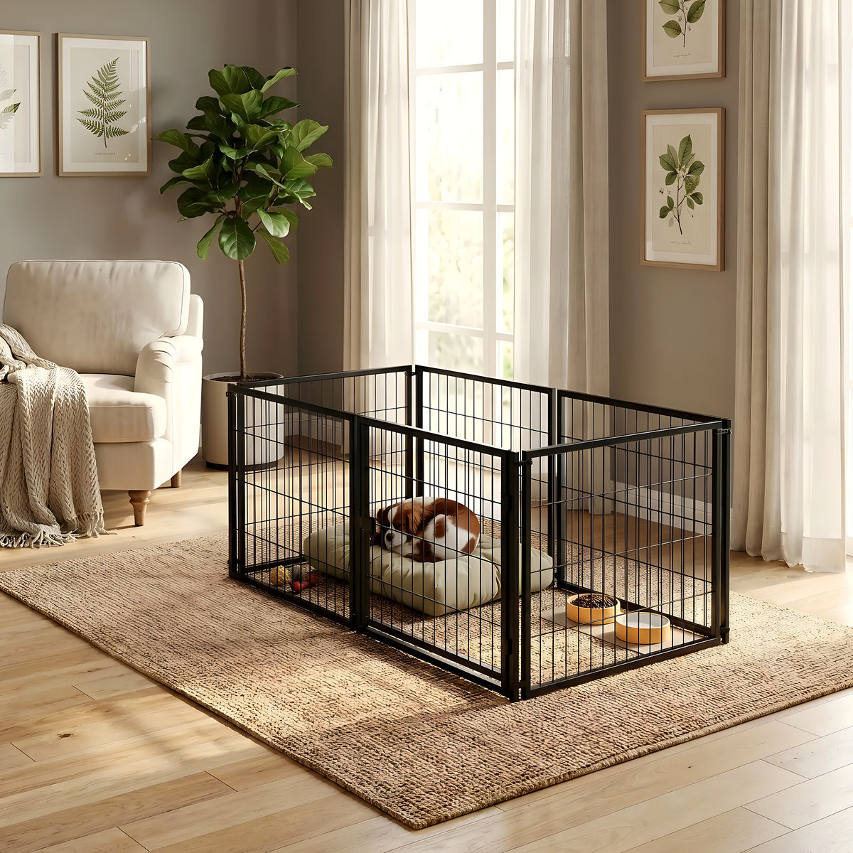 Cage modulable noire porte avant ou côté pour chien