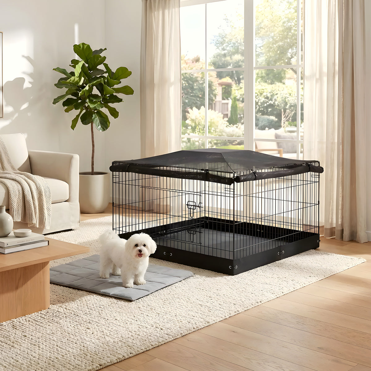 Cage pliable en acier et Oxford pour chiot