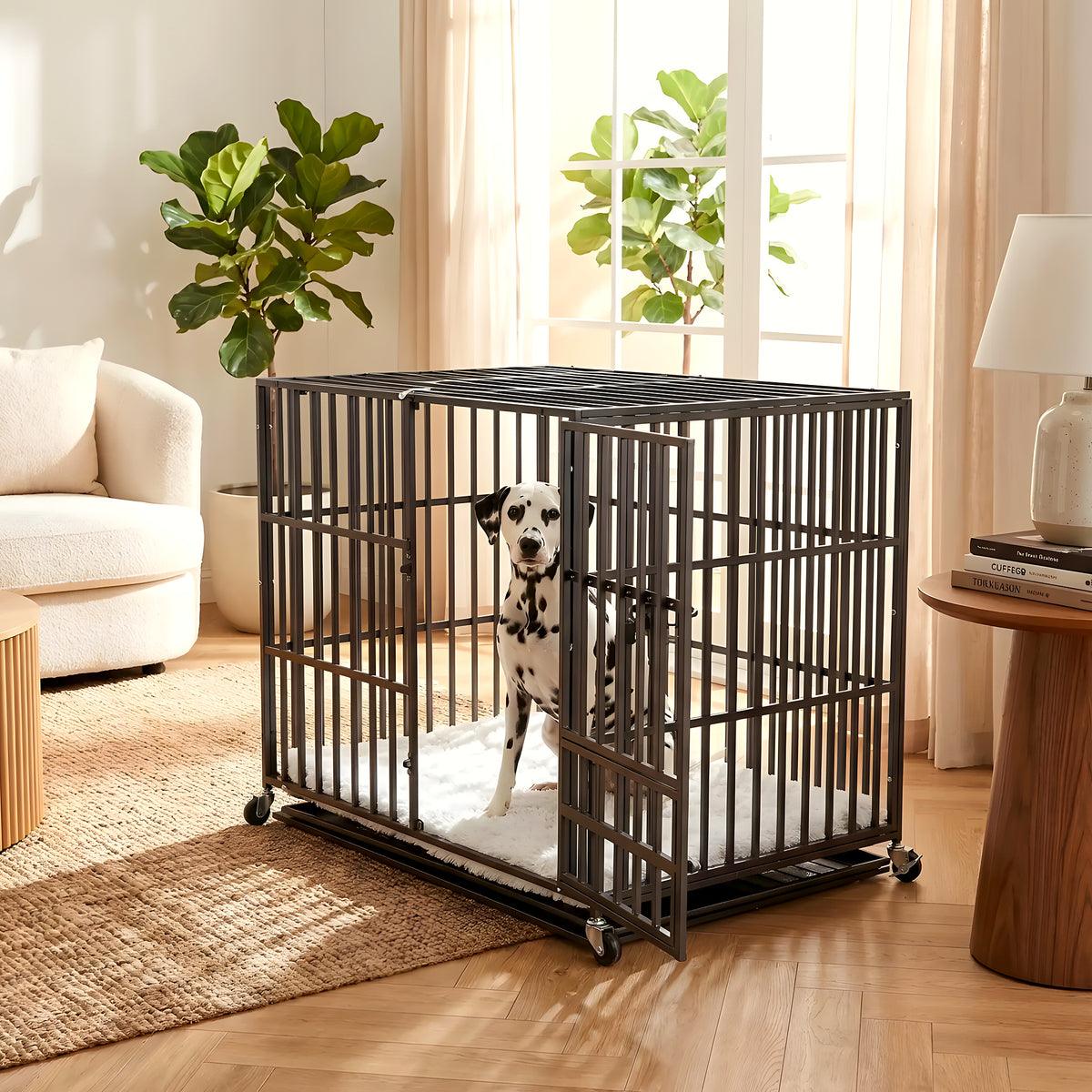Cage robuste sur roulettes pour chien, 3 tailles