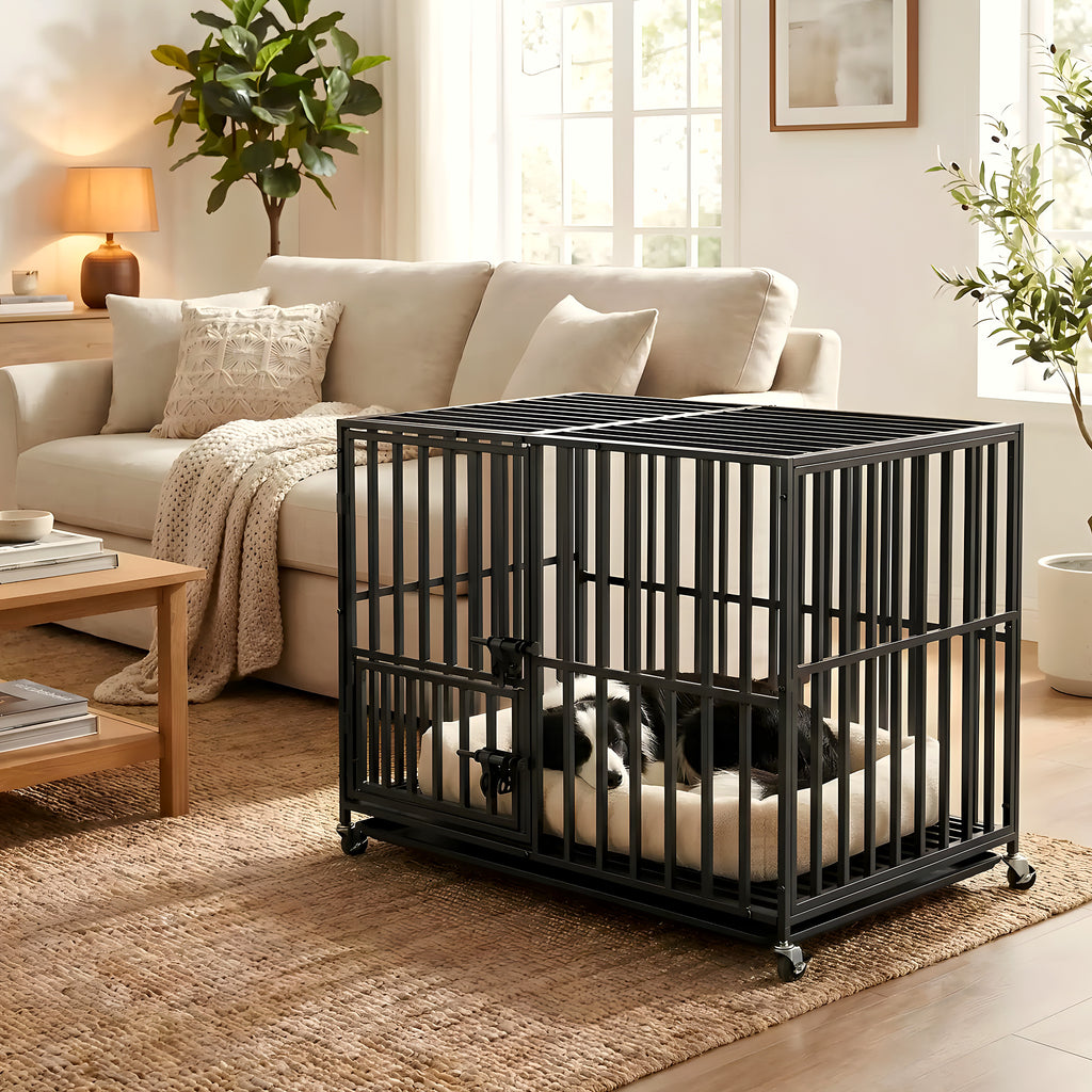 Cage robuste sur roulettes pour chien, 3 tailles