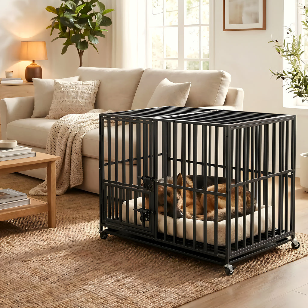 Cage robuste sur roulettes pour chien, 3 tailles