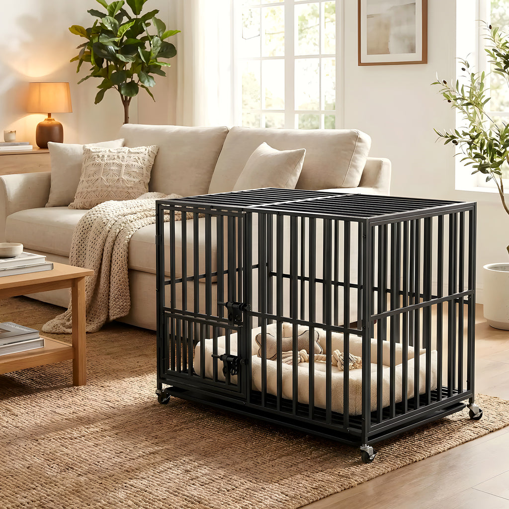 Cage robuste sur roulettes pour chien, 3 tailles