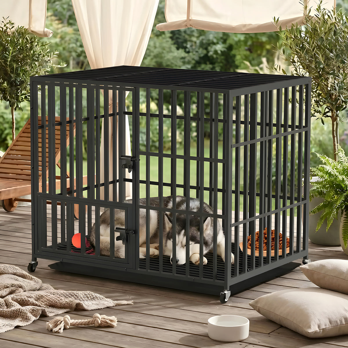 Cage robuste sur roulettes pour chien, 3 tailles