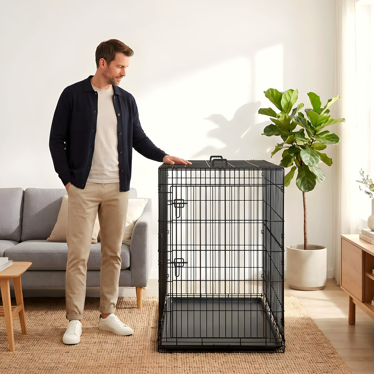 Cage XXL 2 portes avec plateau pour grand chien