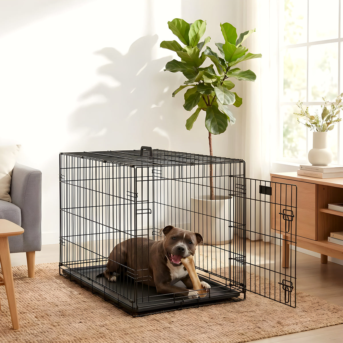 Cage XXL 2 portes avec plateau pour grand chien
