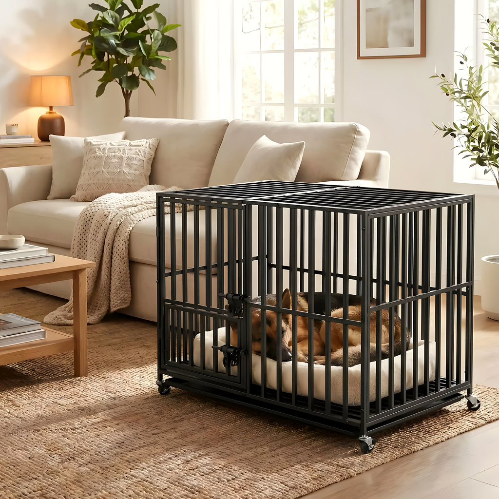 Cage XXL renforcée sur roulettes pour grand chien