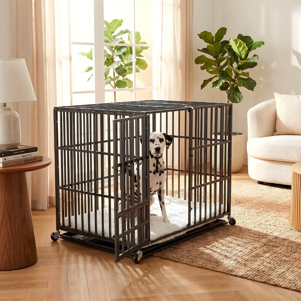 Cage XXL renforcée sur roulettes pour grand chien