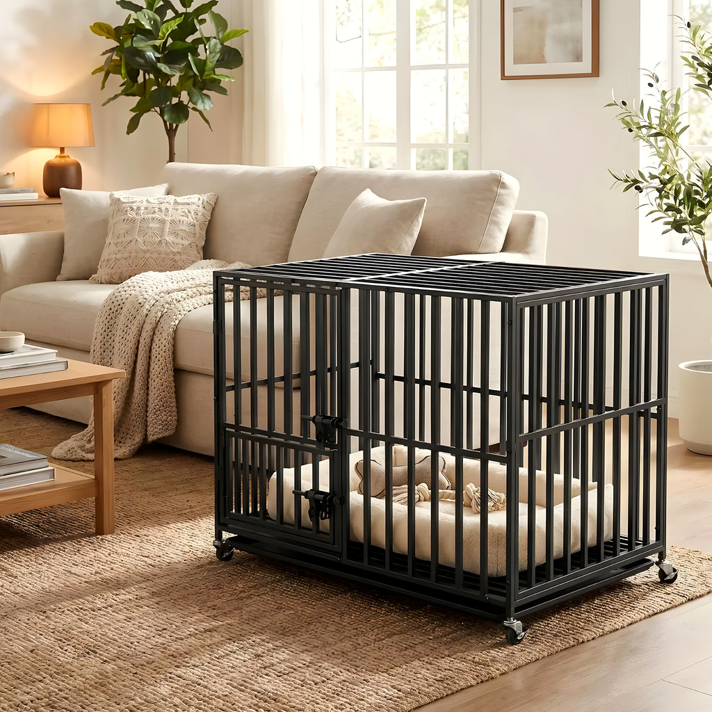 Cage XXL renforcée sur roulettes pour grand chien