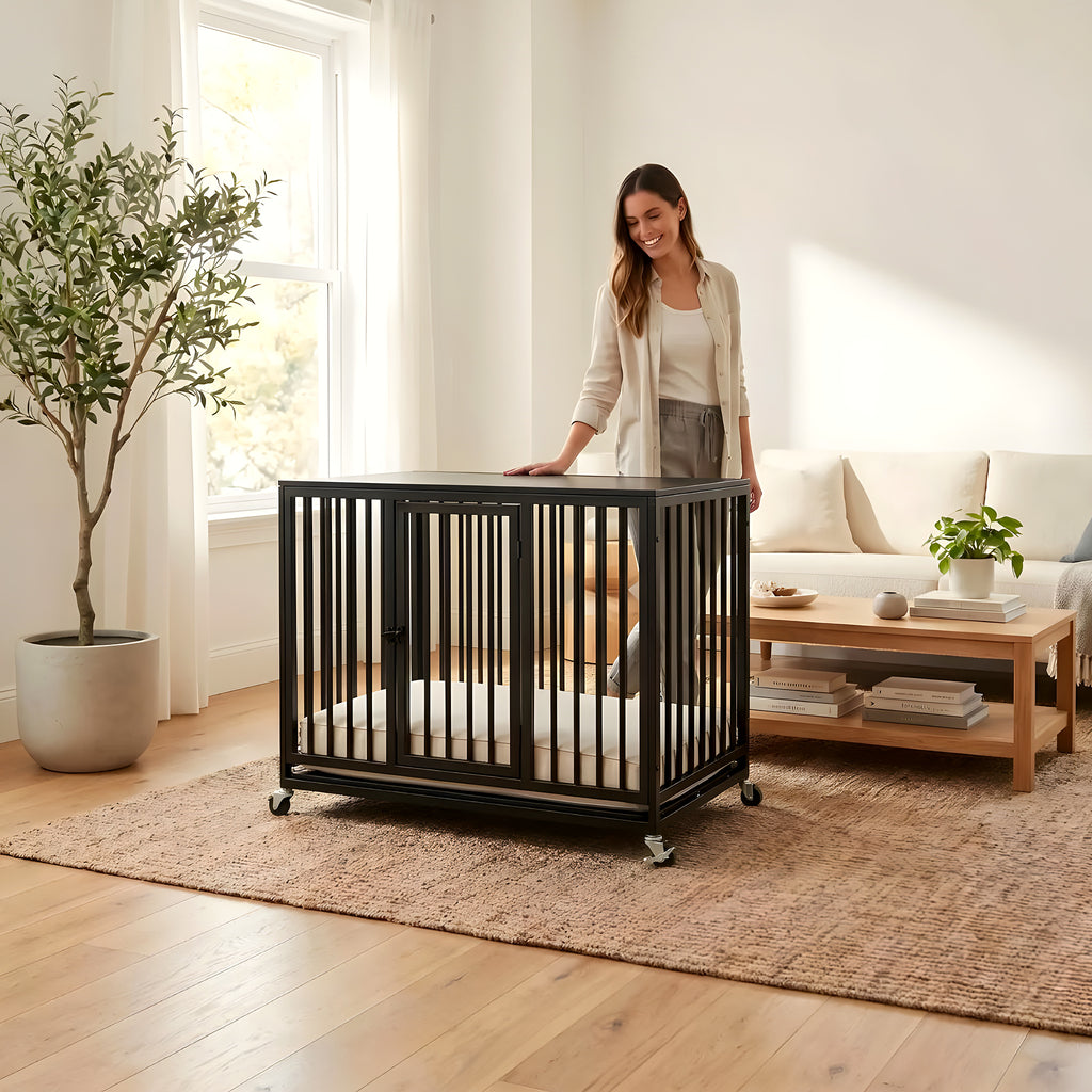 Cage XXL renforcée sur roulettes pour grand chien